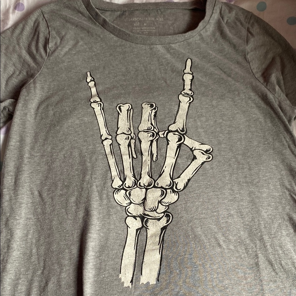 Women's Gray Skeleton Hand Graphic Tee - A New Day